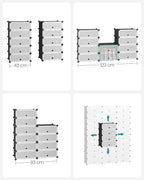 SONGMICS Dulap de depozitare pantofi modular, configurabil cu 10 compartimente, 43x31x173 cm, negru