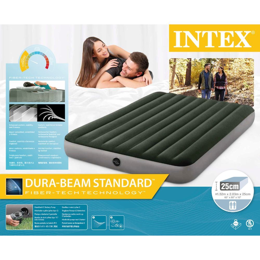 Saltea Intex Prestige Airbed Queen Dura-Beam pompa inclusa, 152x203x25cm