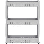 Sistem rafturi de depozitare cu roti pentru bucatarie sau baie cu 3 polite, 54x13x70cm, gri