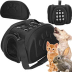 Geanta pentru transport animale mici, pentru caine si pisica, pliabila, curea de umar, 20x35x20 cm, negru