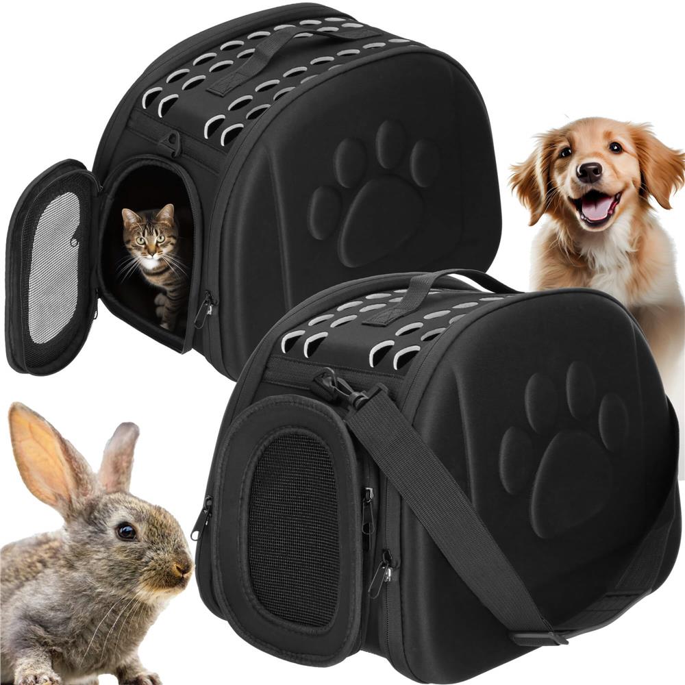Geanta pentru transport animale mici-medii, pentru caine si pisica, pliabila, curea de umar, 25x45x37 cm, negru