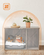 FEANDREA Cusca pentru pisici tip comoda, cu usi si perete despartitor, 80x53x50cm, gri