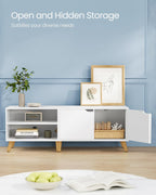 VASAGLE Comoda pentru TV de pana la 65 inch, cu 2 usi si raft reglabil, 40x140x50 cm, alb