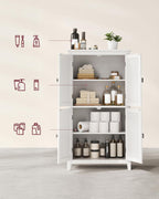 VASAGLE Dulap de baie, din MDF, cu 2 compartimente si 4 usi, rafturi reglabile, 30x60x110cm, alb