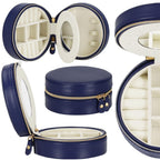 (DL) Cutie depozitare si organizare bijuterii, MDF, piele ecologica, 11 x 5cm, albastru marin