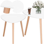 Masa de cafea, ovala, diametru 50 cm, inaltime 48 cm, Blat MDF, Picioare lemn, Alb