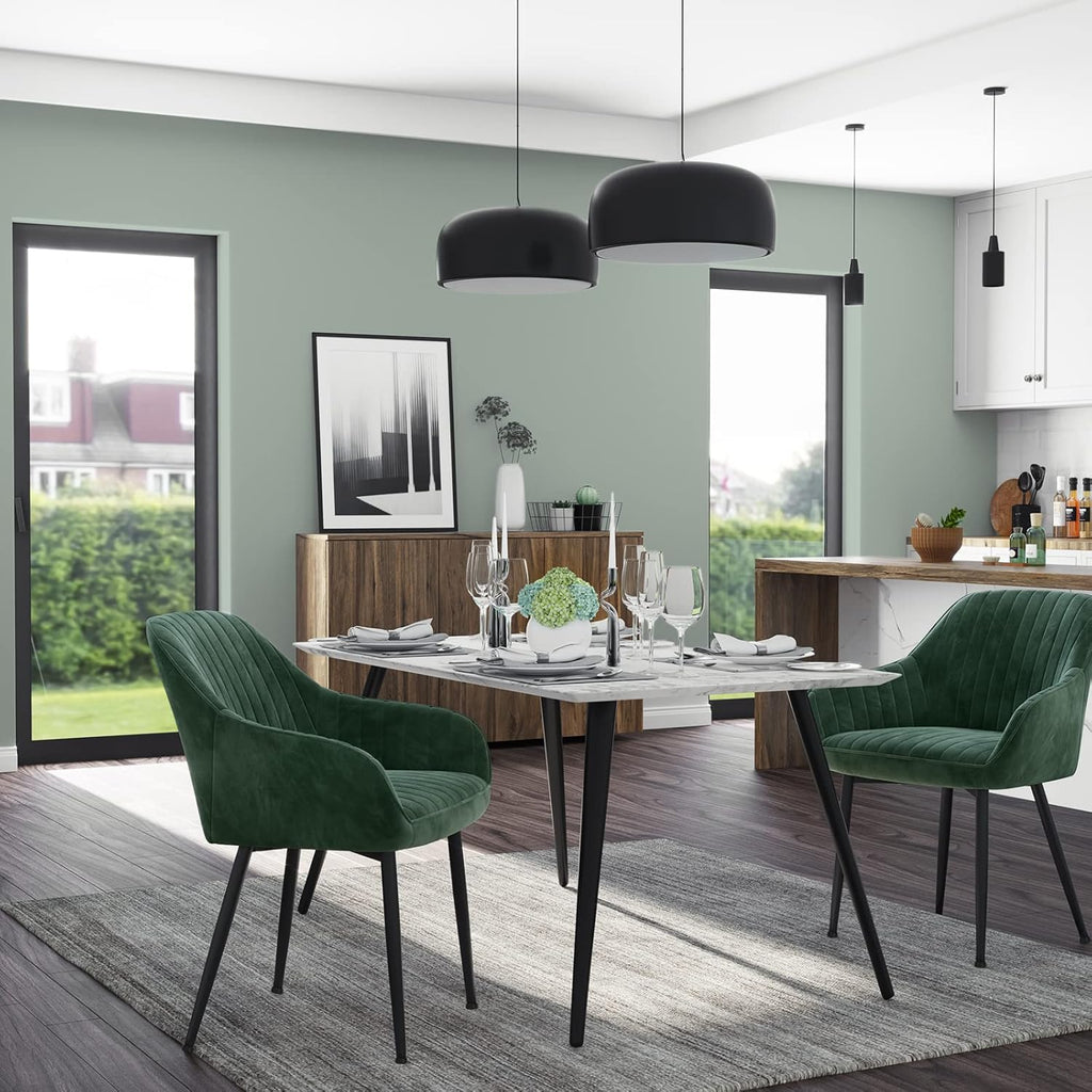 SONGMICS Scaun living tapitat din catifea cu cotiere, sarcina 120 kg, 63x60x85 cm, verde