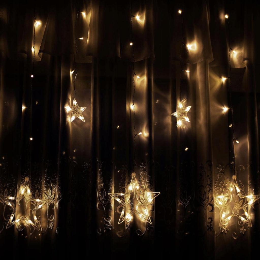 (DL) Instalatie lumina tip perdea cu 92 LED-uri, 2m, pentru interior/exterior, stelute iluminare alba