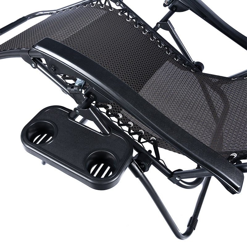 Sezlong pliabil cu parasolar si tetiera, reglabil in 2 pozitii, suport pahare, 174cm, gri