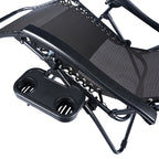 Sezlong pliabil cu parasolar si tetiera, reglabil in 2 pozitii, suport pahare, 174cm, gri