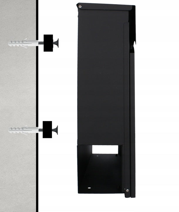 Cutie postala de exterior, pentru gard sau perete, din otel zincat, cu incuietoare, 37x11x37cm, gri inchis