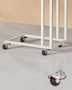 VASAGLE Masuta de cafea, cu cadru de otel si roti, stil industrial, 35x50x60 cm, crem