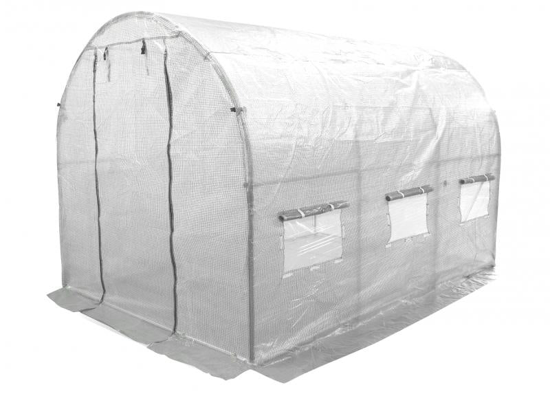 Sera de gradina, tip tunel cu cadru metalic, 250x400x200cm, alba, 10mp