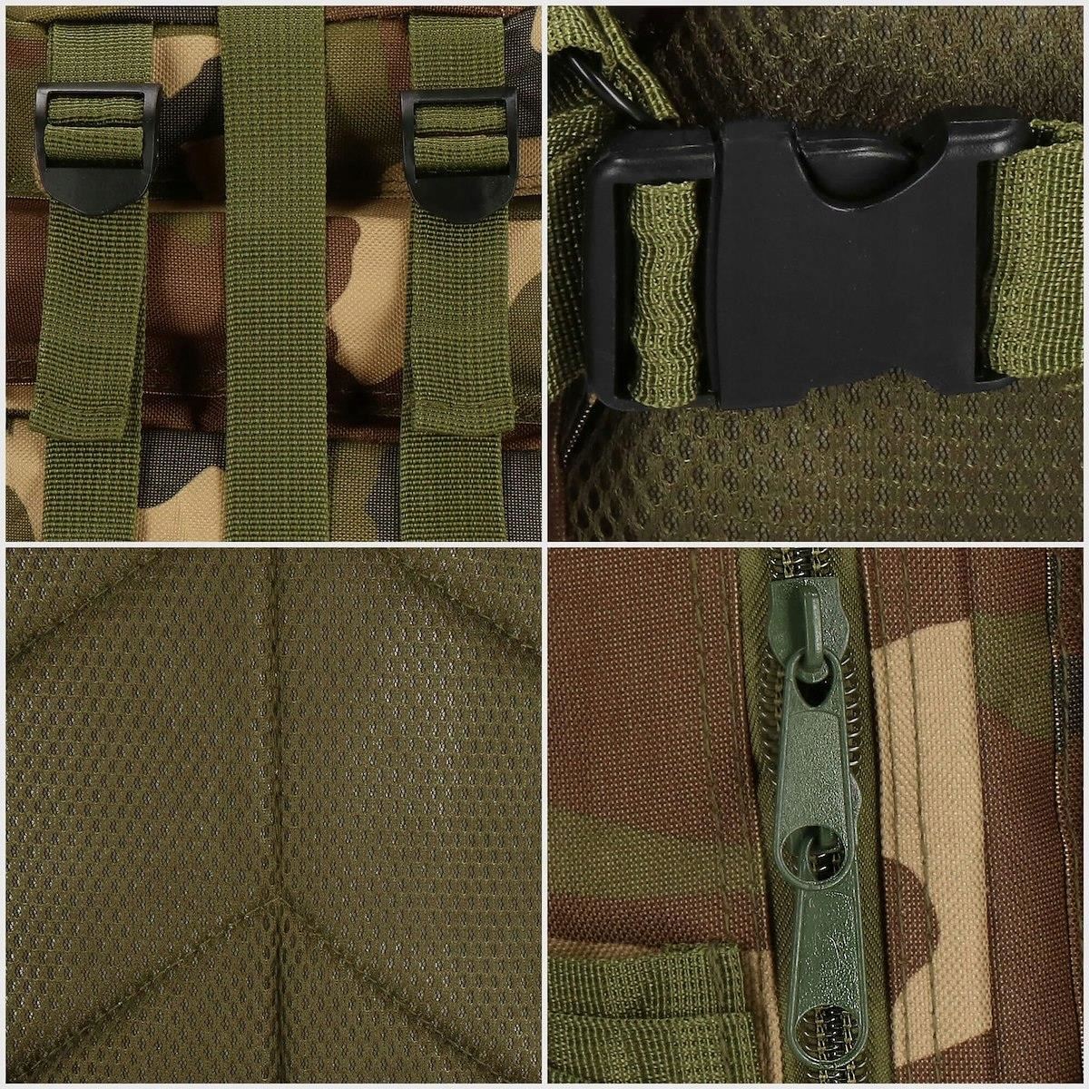 Rucsac militar pentru drumetie, impermeabil, ultra usor, 4 compartimente, culoare camo