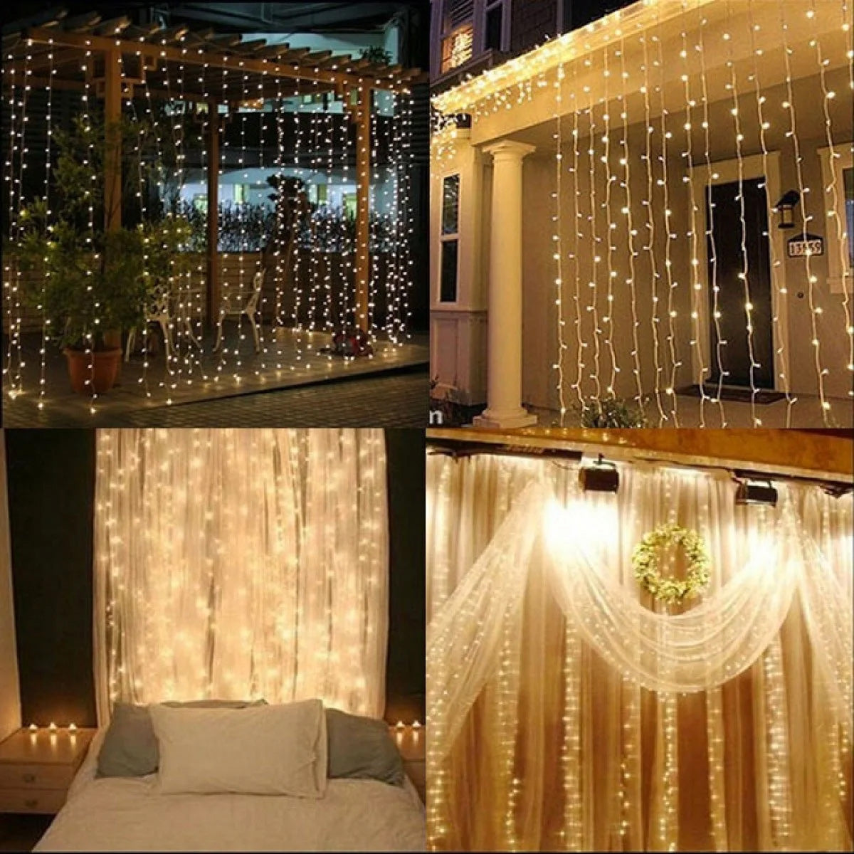 Ghirlanda luminoasa 300 LED-uri, 3m, pentru interior/exterior, telecomanda, iluminare galbena