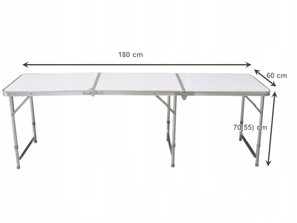 Masa pliabila metalica pentru gradina sau picnic, blat MDF, inaltime reglabila, 180x60cm
