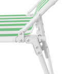 Sezlong pliant , 186 x 56 cm, pentru plaja sau gradina, alb verde, capacitate 110kg
