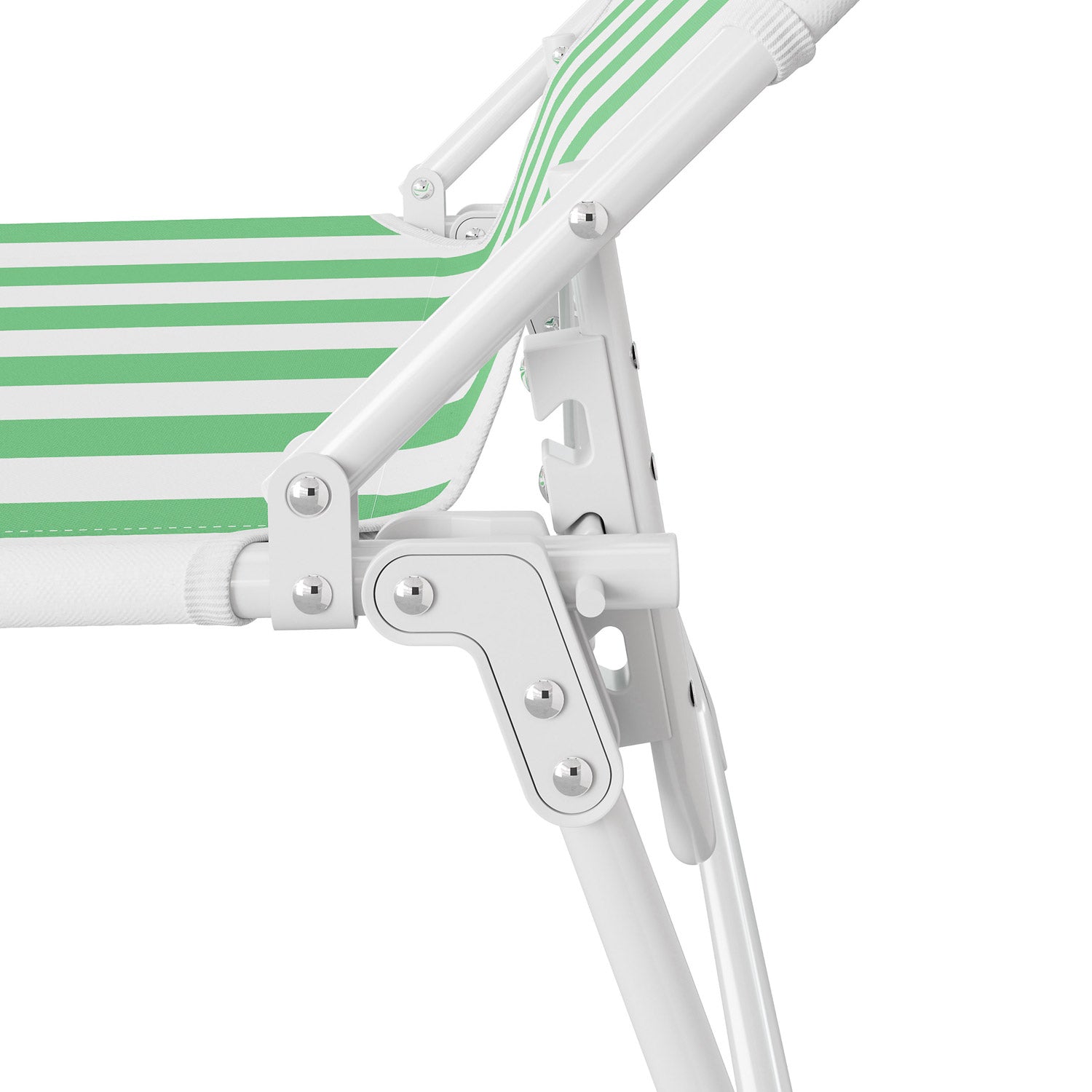 Sezlong pliant , 186 x 56 cm, pentru plaja sau gradina, alb verde, capacitate 110kg