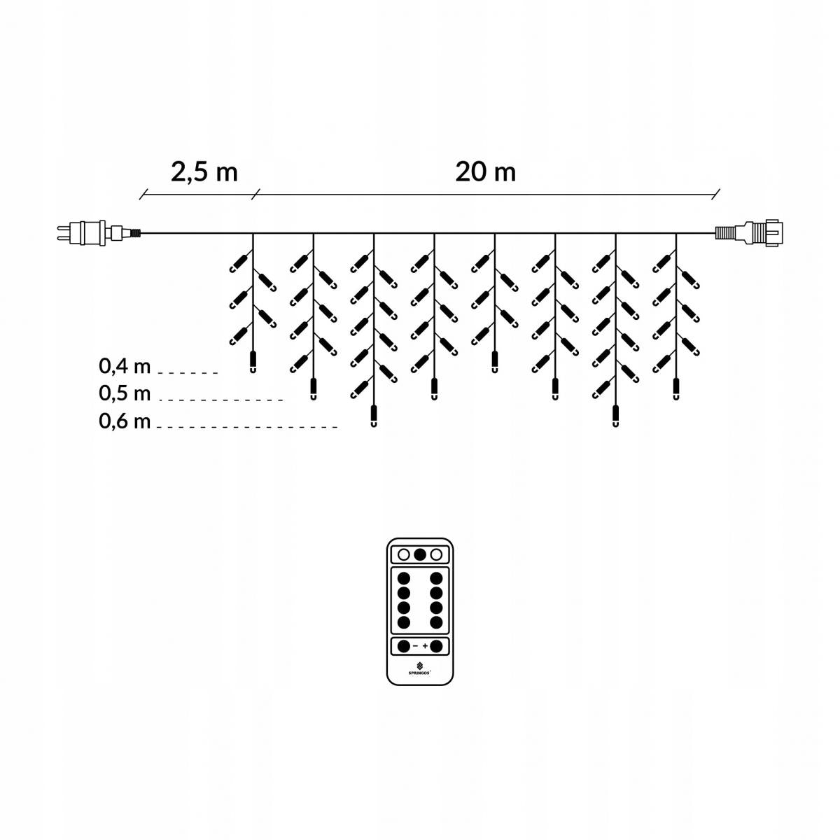 (DL) Ghirlanda luminoasa 500 LED-uri, 20m, pentru interior/exterior, telecomanda, iluminare multicolora