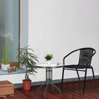 Masa pentru gradina sau balcon, cadru metalic, blat sticla, 60x70cm, negru