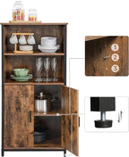VASAGLE Comoda cu rafturi tip bufet, utilizare multifunctionala, stil industrial, 35x60x125cm, maro rustic