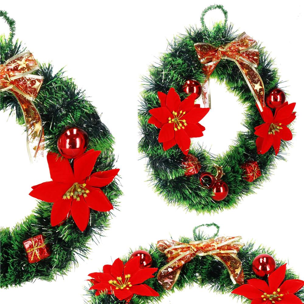 Coronita pentru Craciun, 35 cm, din brad artificial, cu decoratiuni, verde