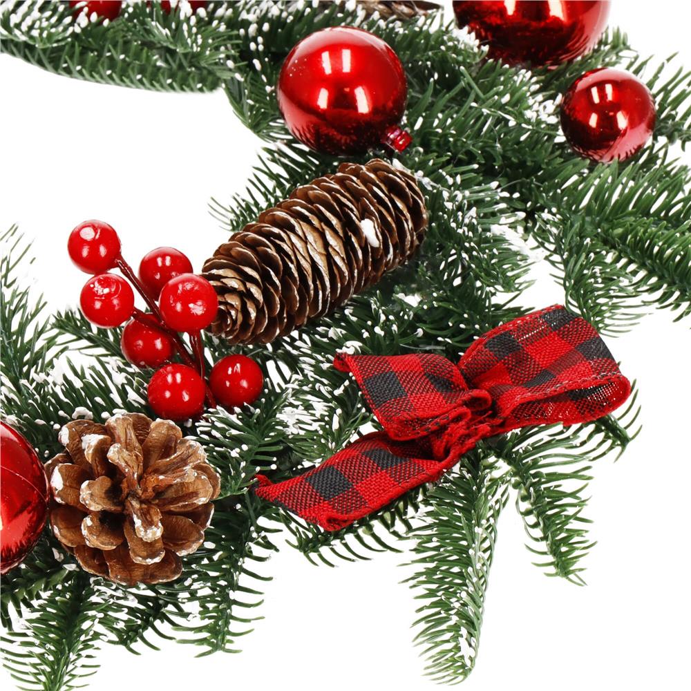 Coronita pentru Craciun, 50 cm, din brad artificial 3D, cu conuri, verde