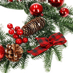 Coronita pentru Craciun, 50 cm, din brad artificial 3D, cu conuri, verde