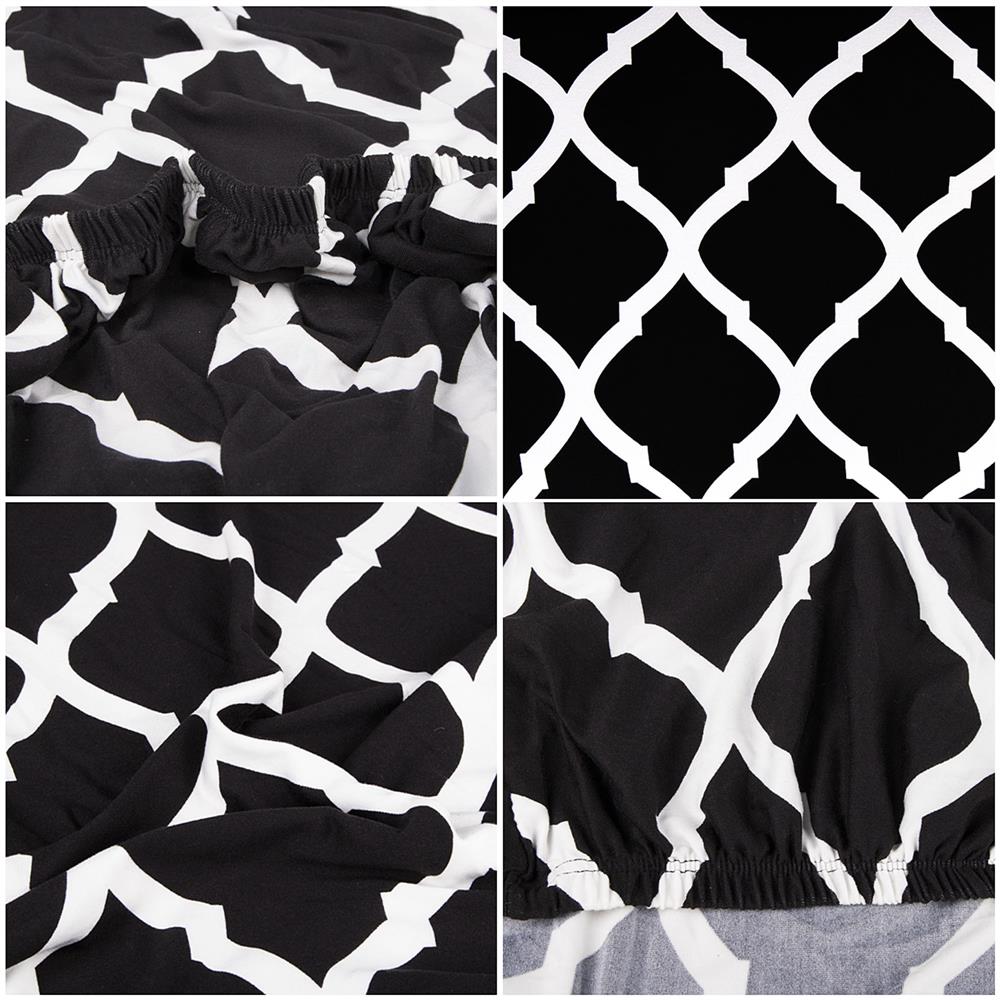 Set 4 huse universale pentru scaun, marime universala, poliester si spandex, 45 x 60 cm, negru alb