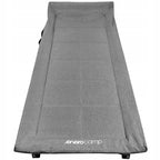 Pat pliant pentru camping, cu saltea si perna, structura metalica, 190x70x37cm, gri