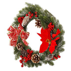 Coronita pentru Craciun, 40 cm, din brad artificial 3D, cu conuri si zapada, verde