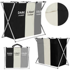 Cos de rufe cu 3 compartimente, cadru aluminiu, 68x40x60cm, 146 litri