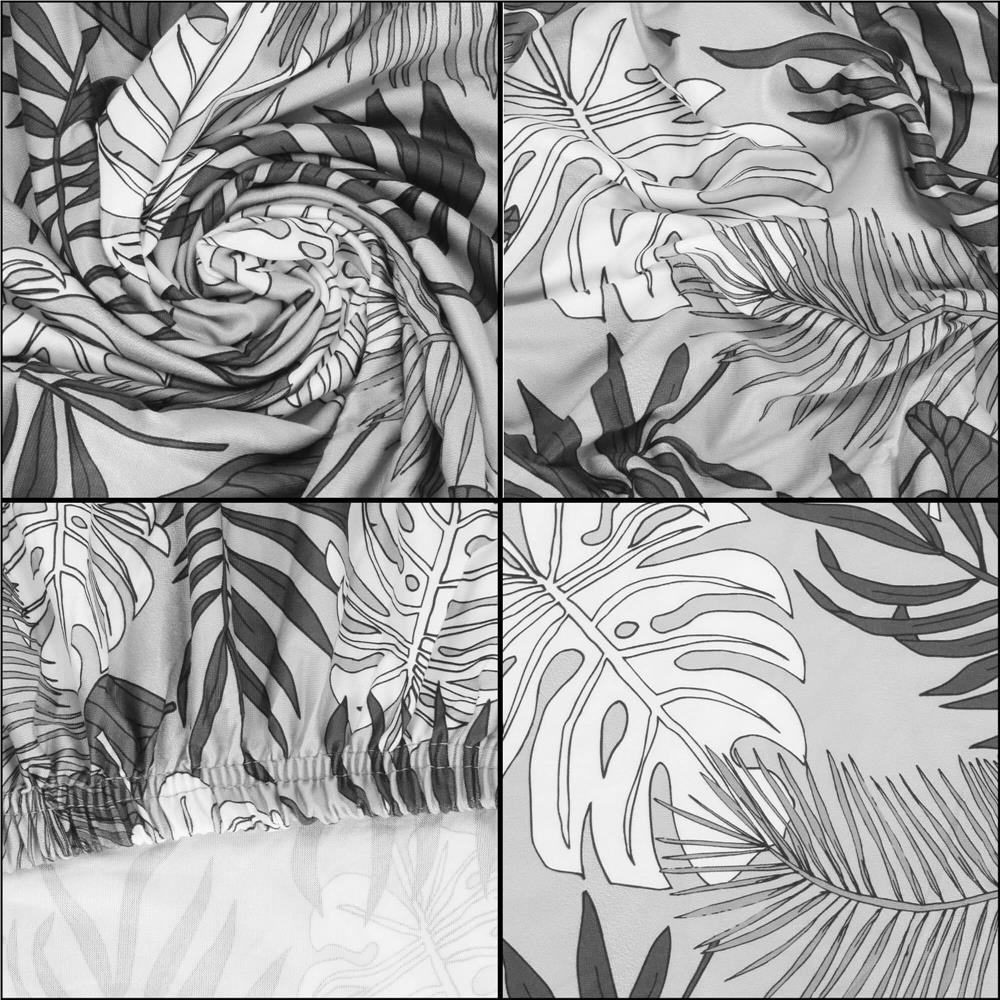 Husa universala pentru scaun, marime universala, poliester si spandex, 38x70cm, gri cu model floral