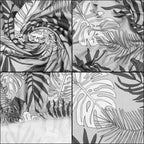 Husa universala pentru scaun, marime universala, poliester si spandex, 38x70cm, gri cu model floral