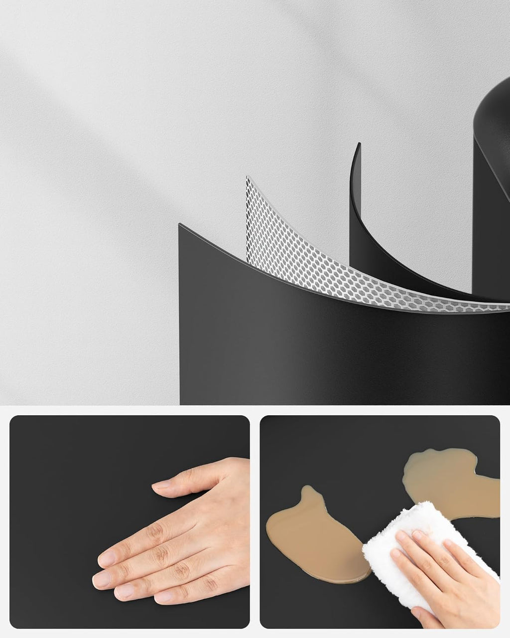 SONGMICS Cos de gunoi din otel, cu pedala si soft-close, galeata interioara, 30 litri, negru