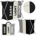 Cos de rufe cu 3 compartimente, cadru aluminiu, 60x40x68cm, 146 litri