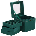 (DL) Cutie depozitare si organizare bijuterii, velur, 12x 12 x 12 cm, verde
