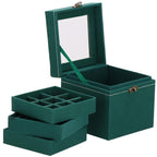 (DL) Cutie depozitare si organizare bijuterii, velur, 12x 12 x 12 cm, verde
