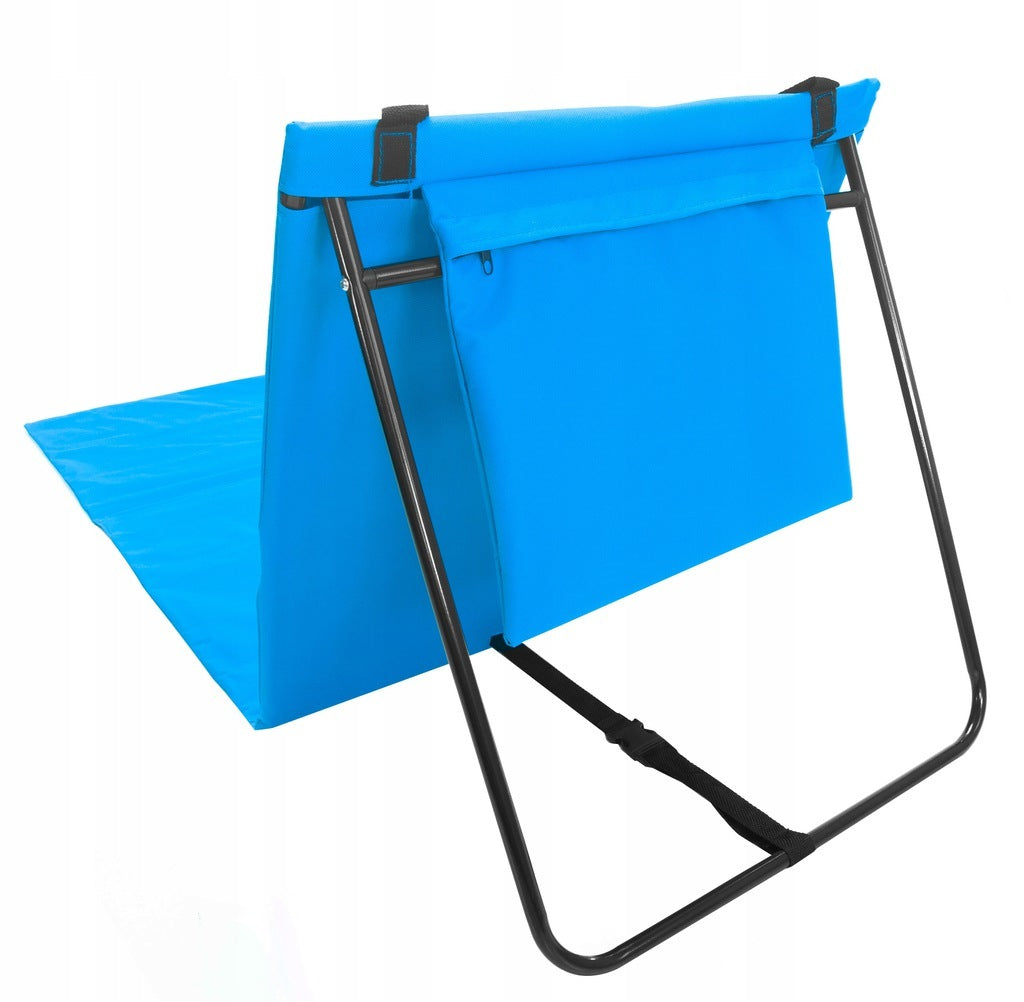 Sezlong de plaja pliabil, spatar cu cadru metalic, reglabil, 150x47x48 cm, albastru