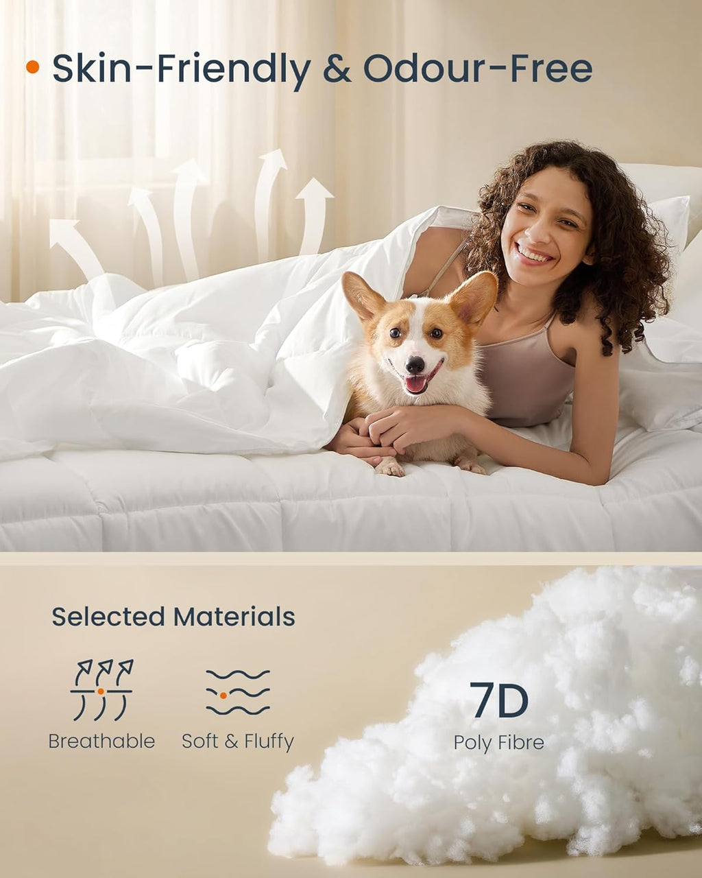 SONGMICS Pilota matlasata dubla, 4 anotimpuri, 150, 350 si 500 GSM, din microfibra, 200x200 cm, alb