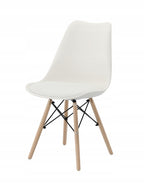 Set 4 scaune de bucatarie, design scandinav modern, sezut cu burete, alb