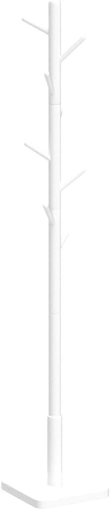 VASAGLE Cuier pentru haine, din lemn masiv, tip pom, cu 8 carlige, baza patrata, 175cm, alb