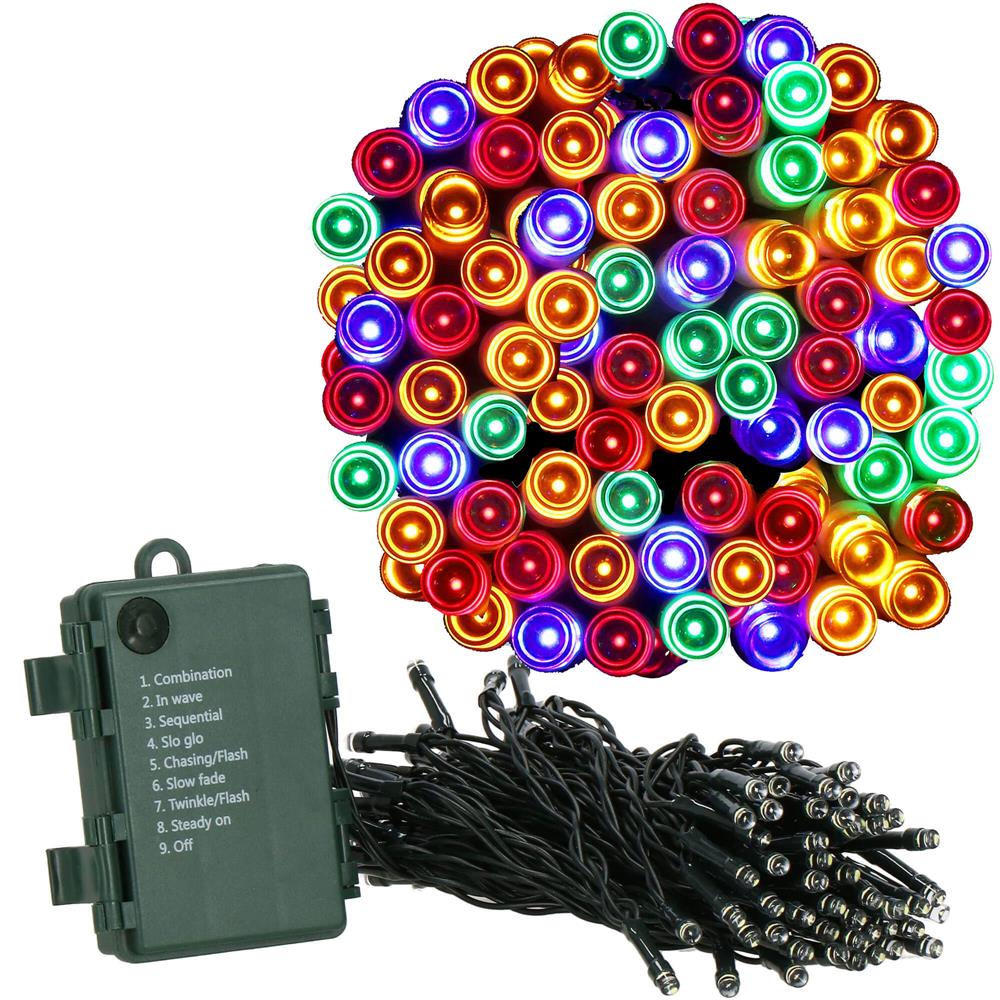 Instalatie lumini de exterior pentru gradina, 10 metri, 100 LED-uri, cu baterii, multicolor