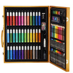 Set de pictura si desen pentru copii, 150 de piese, trusa lemn maro