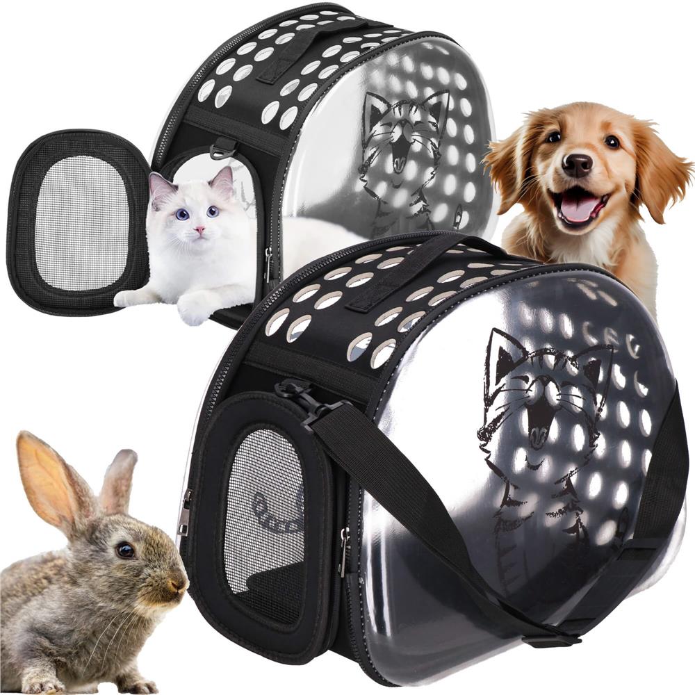 Geanta pentru transport animale de companie pisica sau catel, M, 42x26x32 cm, transparent