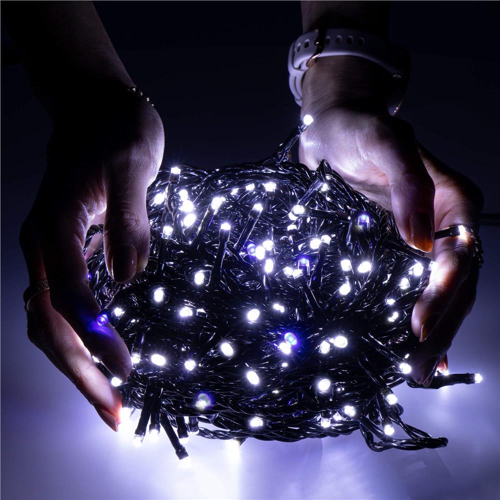 Instalatie lumini pentru bradul de Craciun, 25,5 metri, 300 LED-uri cu flash, albastru