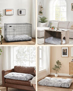 FEANDREA Pat pufos pentru caini de dimensiune mare, captuseala moale cu fir lung, lavabil la masina, 122x74 cm, gri deschis