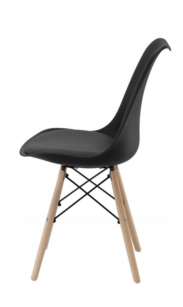 Set 4 scaune de bucatarie, design scandinav modern, sezut cu burete, negru