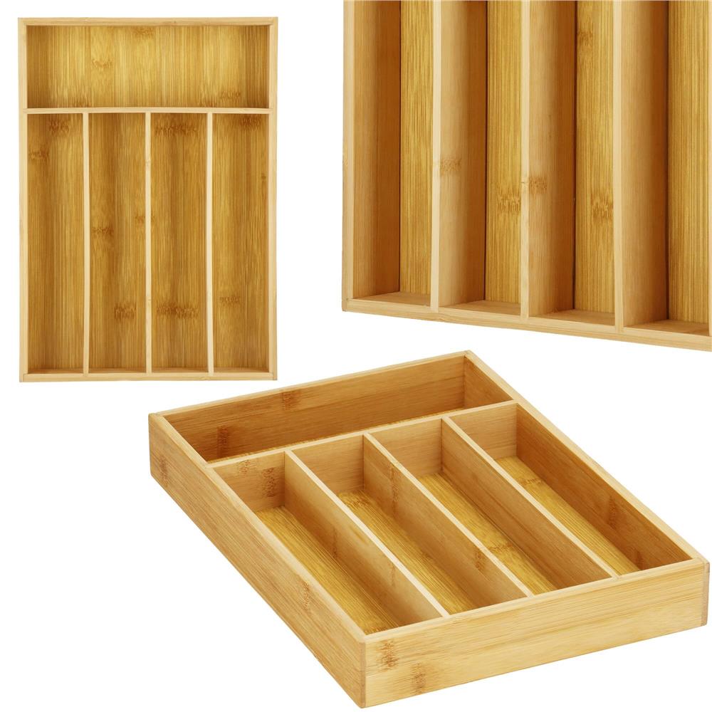Organizator tacamuri si ustensile bucatarie, bambus, 25x35x5cm