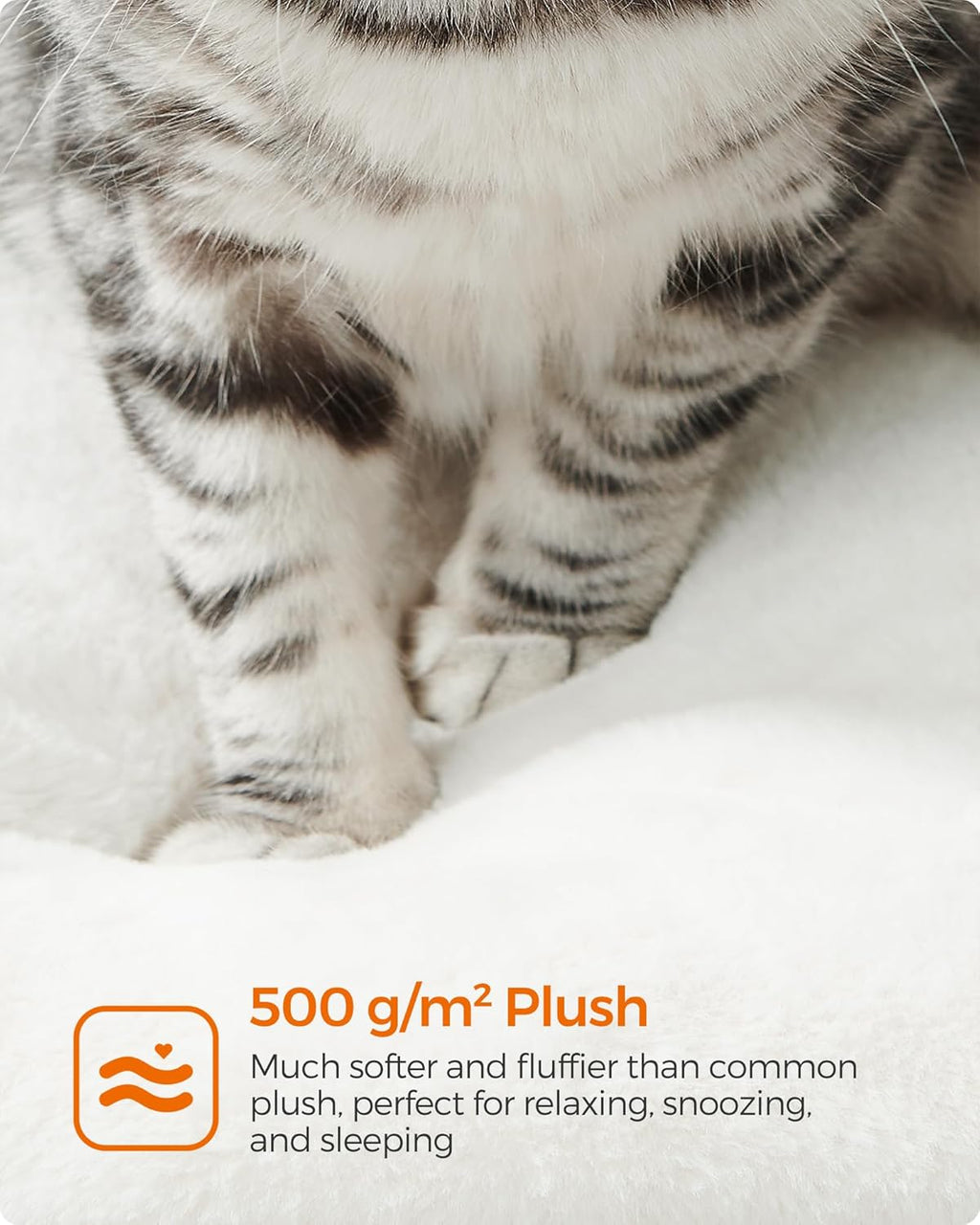 FEANDREA Ansamblu de joaca pisici, tip copac, cu culcusuri, ascunzatoare si hamac, 55x45x138 cm, alb si gri